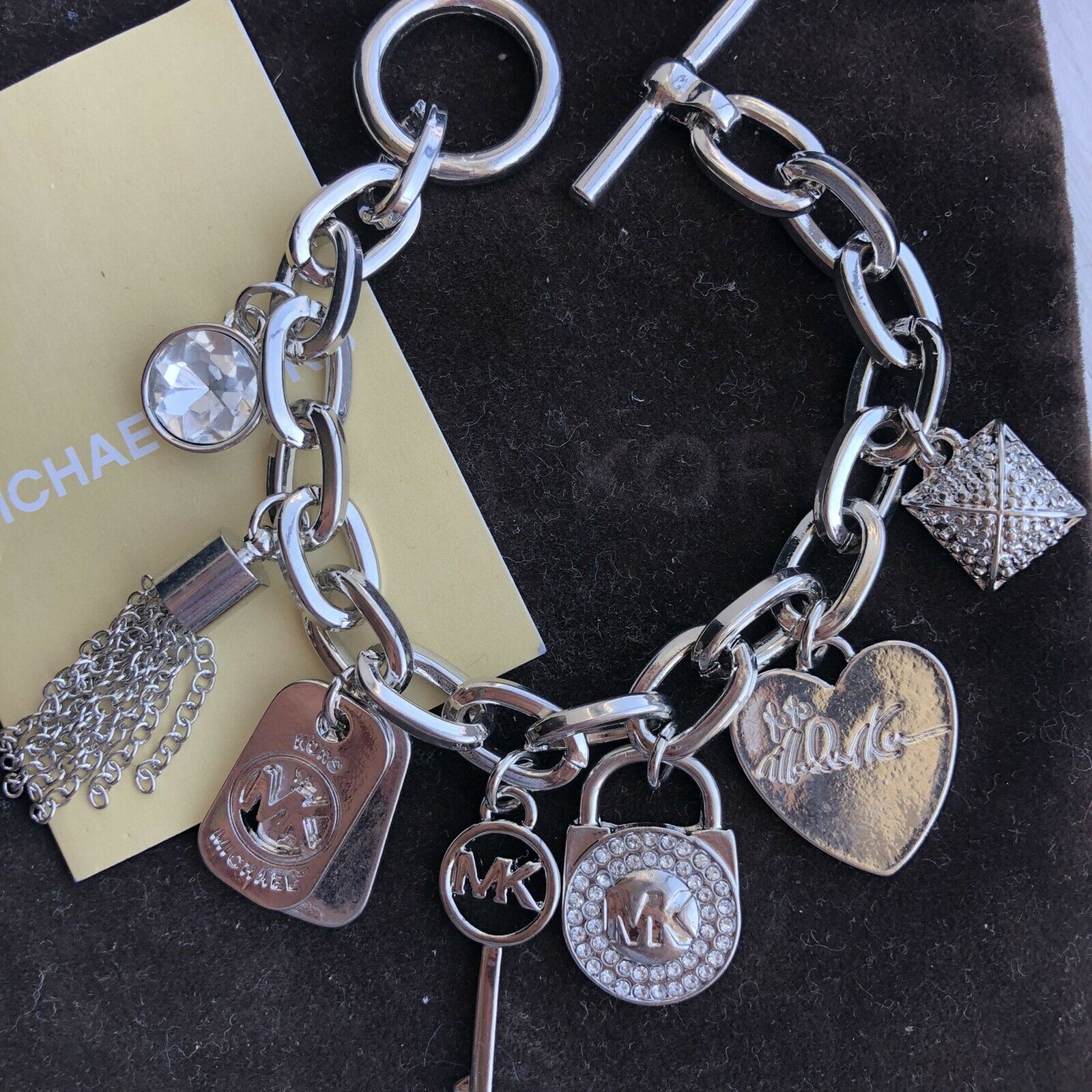 Mk Michael Kors Charm Heart Padlock Womens Jewelry Accessory Bracelet